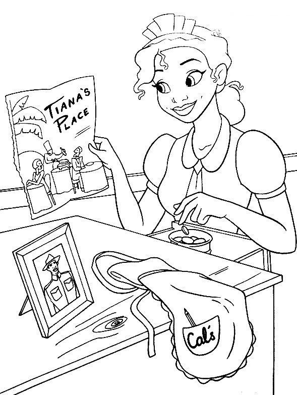 coloriage la princesse et la grenouille range ses sous